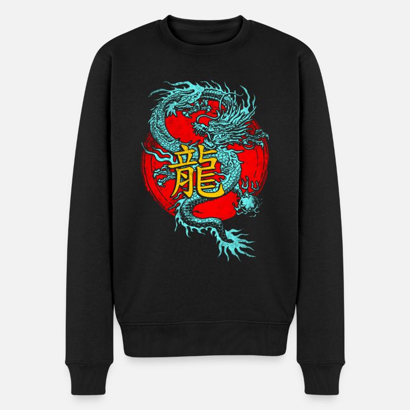 Chinesischer Drache - Männer Premium Bio Pullover - Schwarz