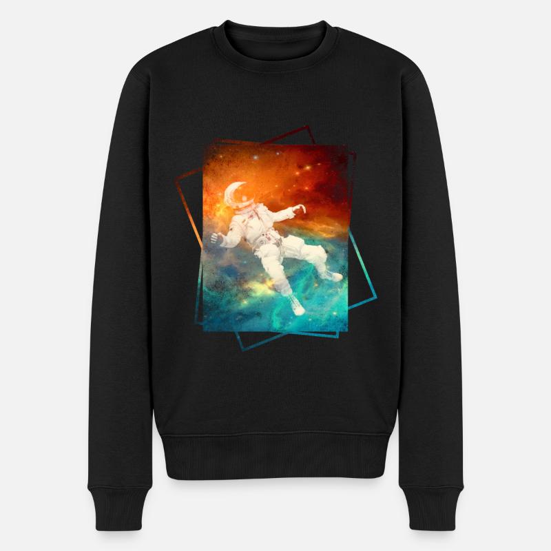 Astronaut im Weltraum - Männer Premium Bio Pullover - Schwarz