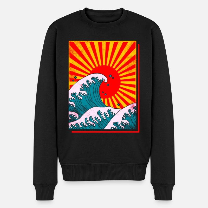 Grosse Welle in Japan - Männer Premium Bio Pullover - Schwarz