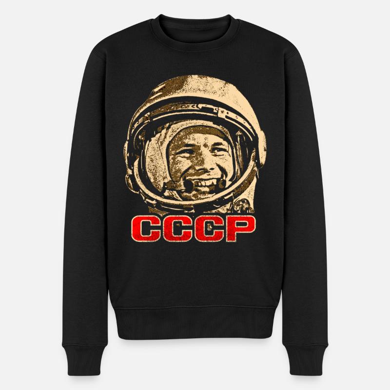 Juri Gagarin - Männer Premium Bio Pullover - Schwarz