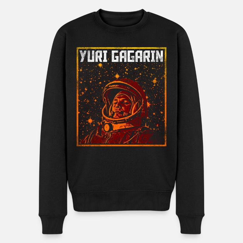 Juri Gagarin - Männer Premium Bio Pullover - Schwarz