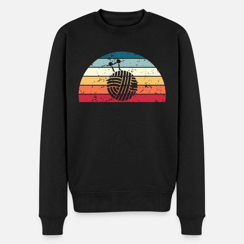 Retro Stricken Sunset Vintage Strick Sunrise - Männer Premium Bio Pullover - Schwarz