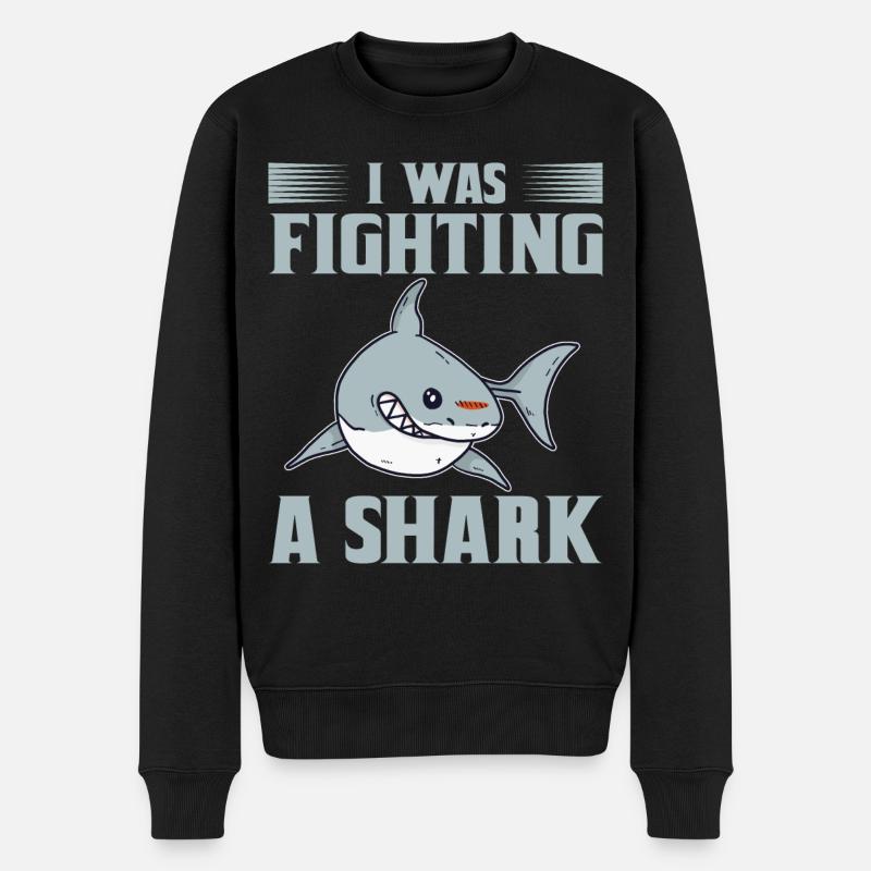 Grand requin requin-marteau blanc - Pull Premium bio Homme - noir