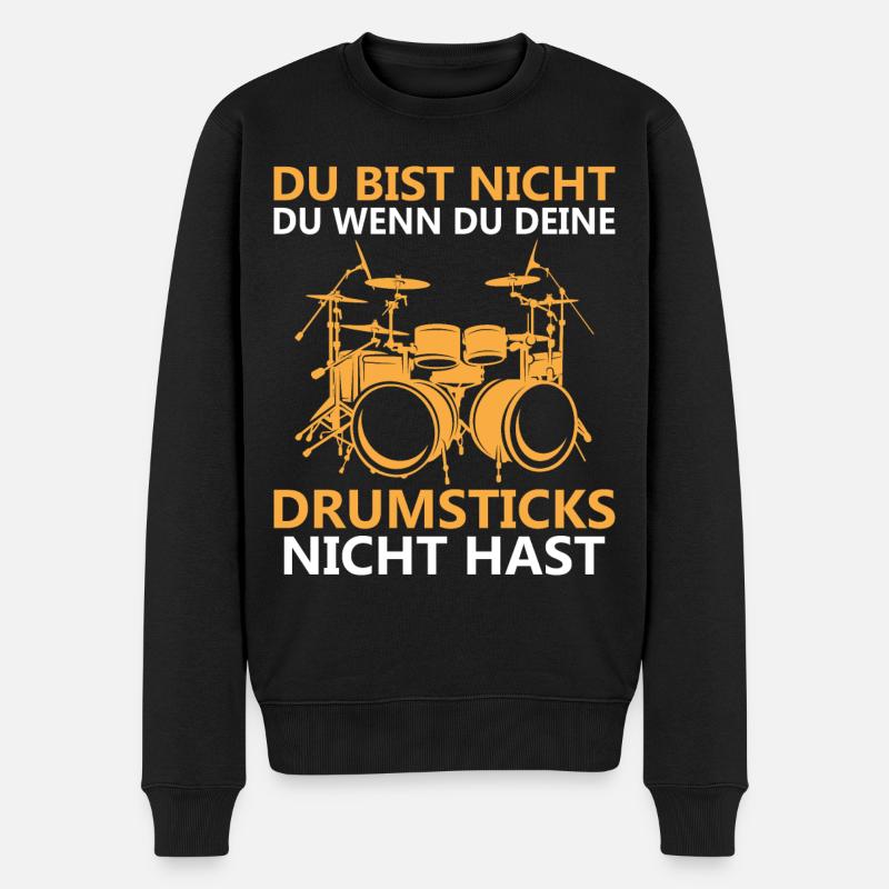 Drummer Drumsticks Schlagzeug Musiker - Männer Premium Bio Pullover - Schwarz