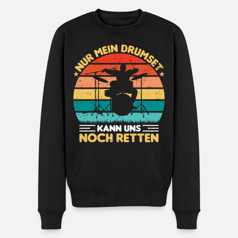Drummer Drumsticks Schlagzeug Musiker - Männer Premium Bio Pullover - Schwarz