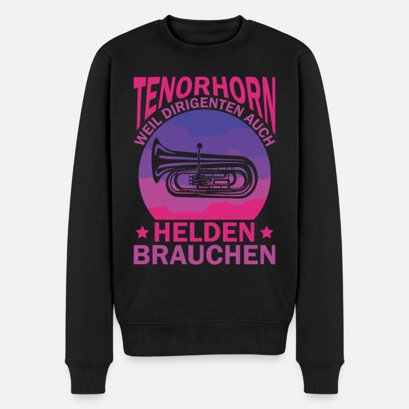 Tenorhorn Blechblasinstrument Musikinstrument - Männer Premium Bio Pullover - Schwarz