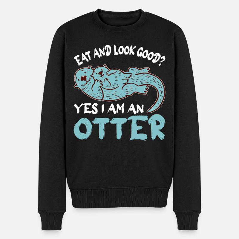 Otter Wassermarder Marder - Männer Premium Bio Pullover - Schwarz