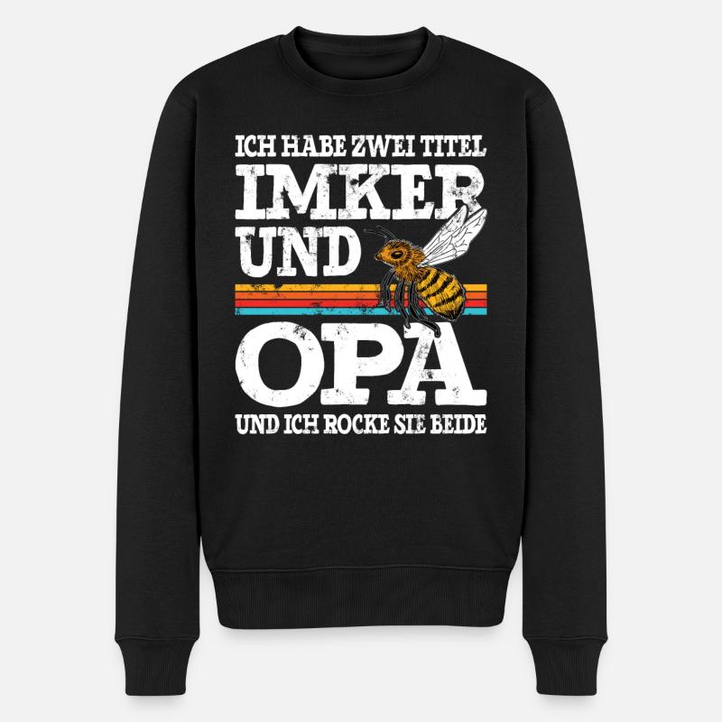Ich Habe Zwei Titel Imker Und Opa - Männer Premium Bio Pullover - Schwarz