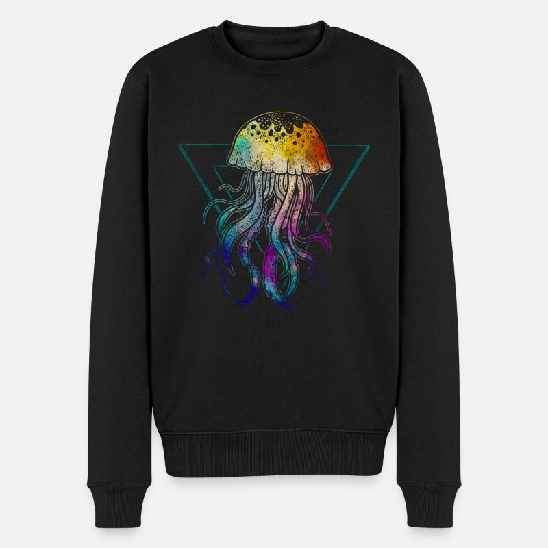 Bunte Qualle - Männer Premium Bio Pullover - Schwarz