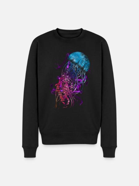 Bunte Qualle - Männer Premium Bio Pullover - Schwarz