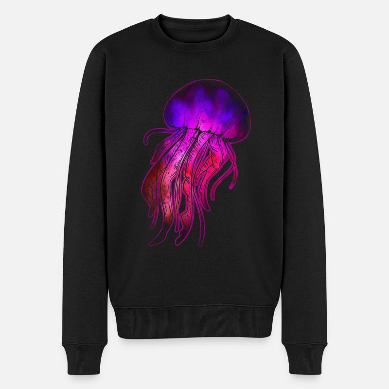 Qualle - Männer Premium Bio Pullover - Schwarz