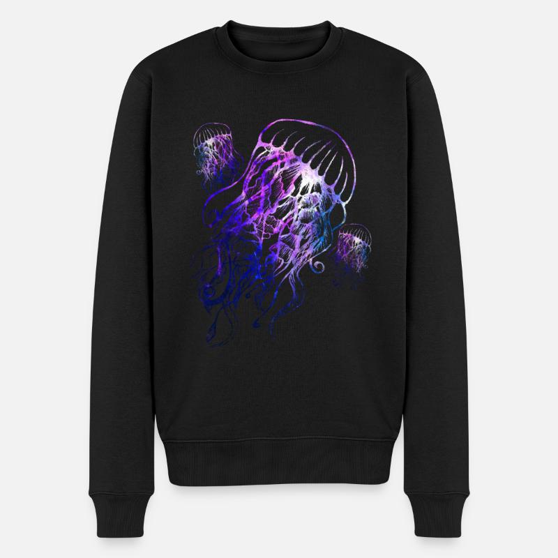 Bunte Qualle - Männer Premium Bio Pullover - Schwarz