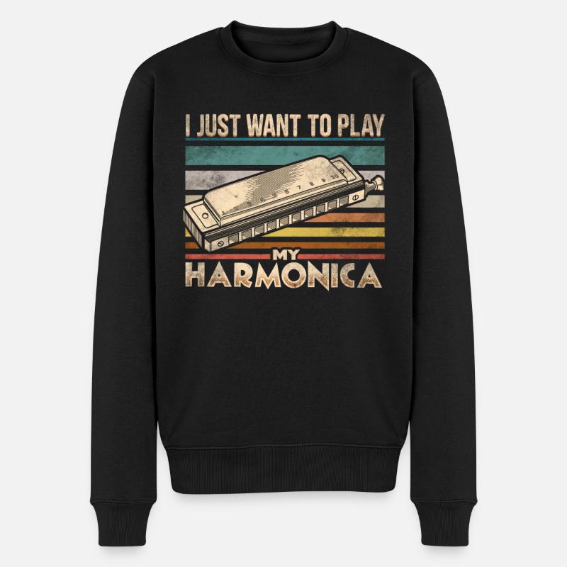 Harmonica - Men's Premium Organic Jumper - black