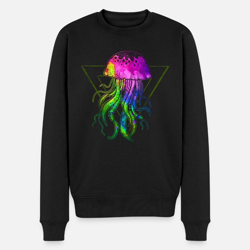 Bunte Qualle - Männer Premium Bio Pullover - Schwarz