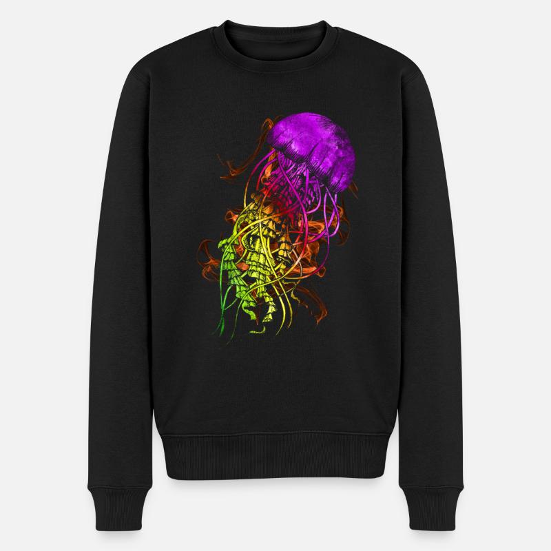 Bunte Qualle - Männer Premium Bio Pullover - Schwarz