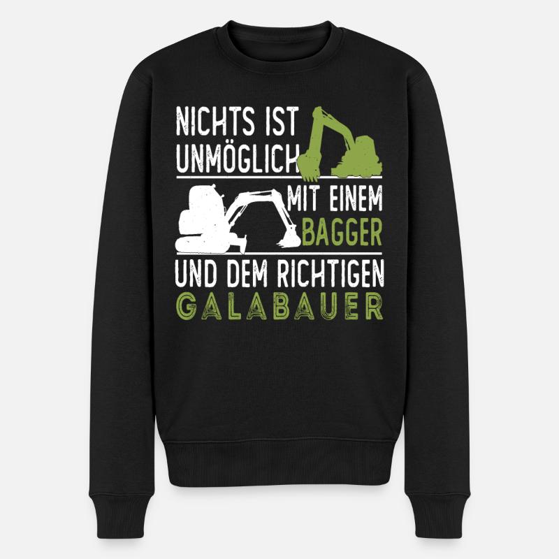 Galabauer Landschaftsgärtner Garten Spruch Bagger - Männer Premium Bio Pullover - Schwarz