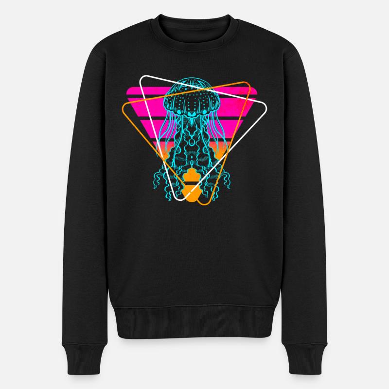 Méduses Vaporwave - Pull Premium bio Homme - noir