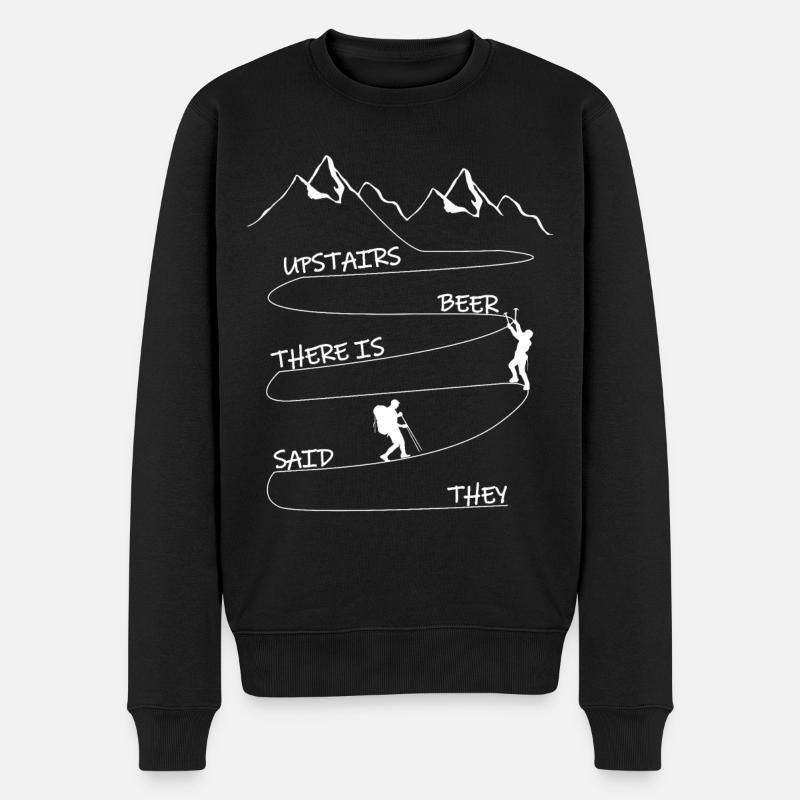 Wandern , Berge und Bier - Männer Premium Bio Pullover - Schwarz