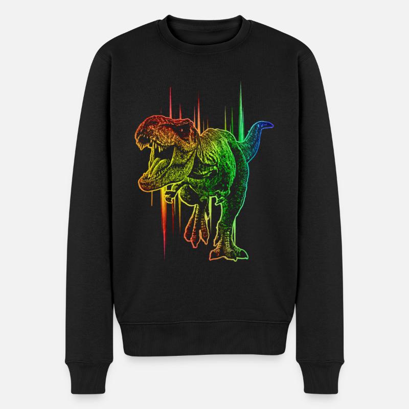Bunter T-Rex - Männer Premium Bio Pullover - Schwarz