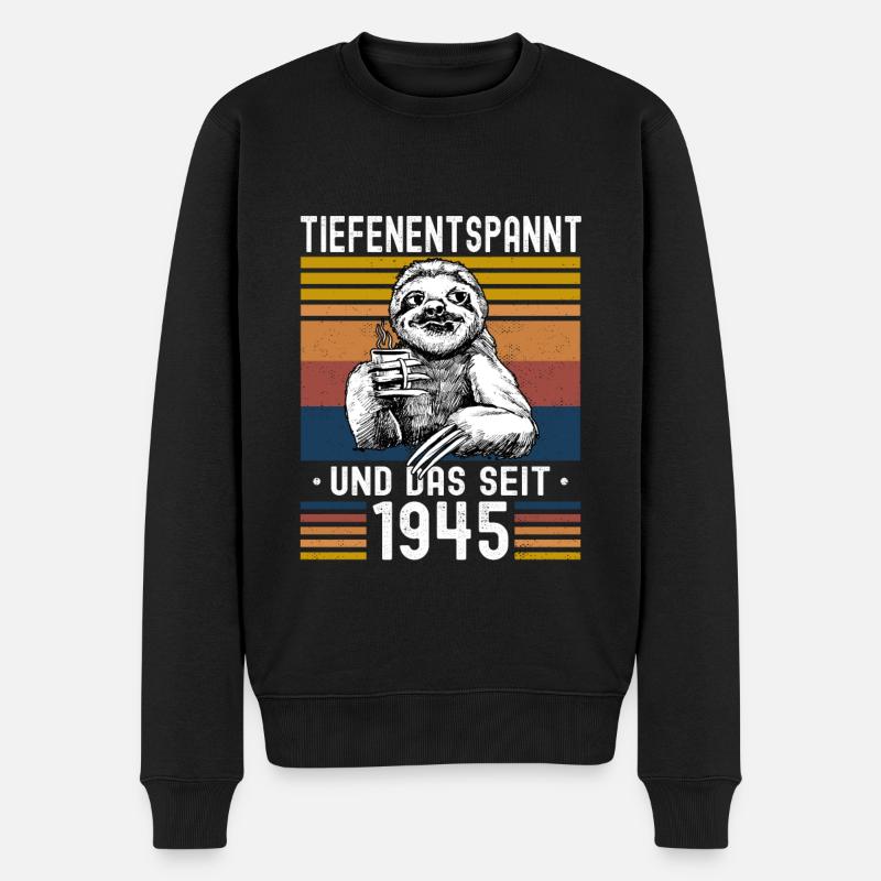 Faultier Geburtstag 1945 Geboren Jahrgang 1945 - Männer Premium Bio Pullover - Schwarz