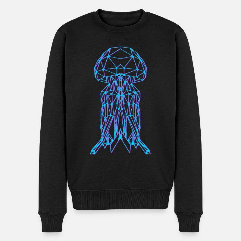 Qualle Vaporwave - Männer Premium Bio Pullover - Schwarz