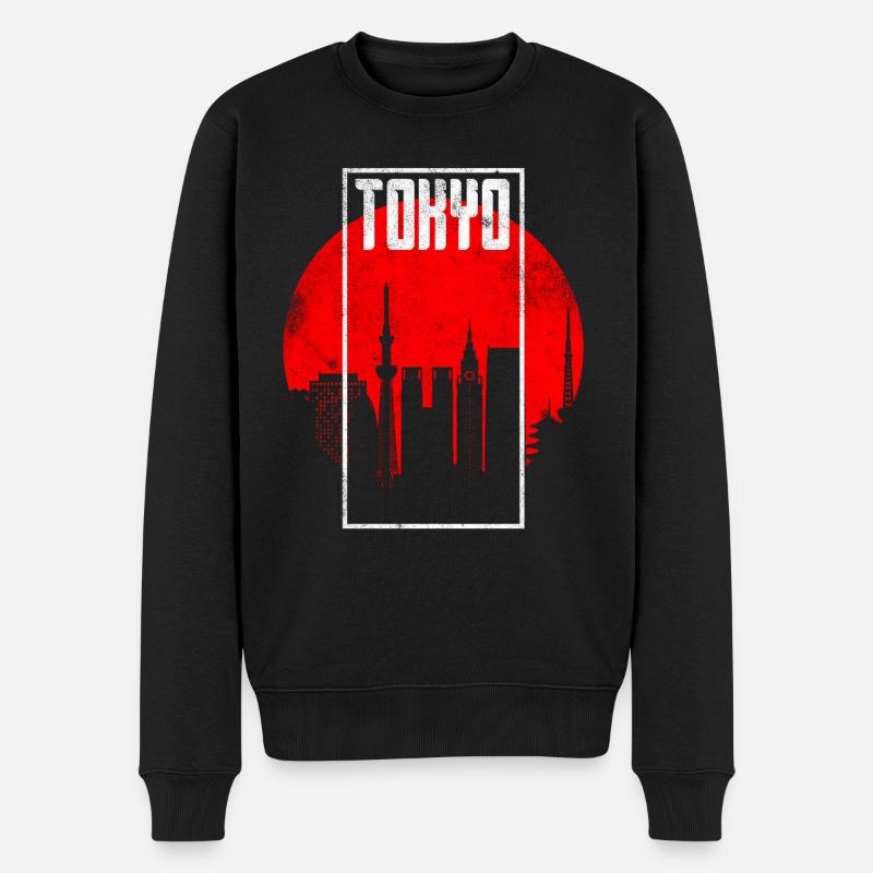 Tokio Japan Skyline - Männer Premium Bio Pullover - Schwarz