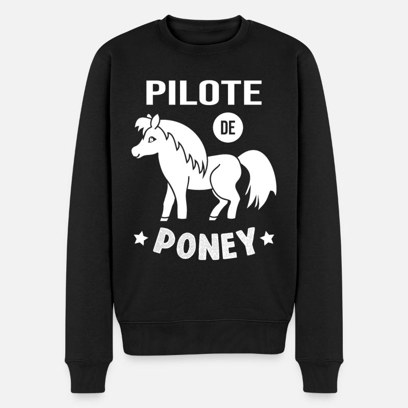 Pilote De Poney Humour Cadeau Équitation Cavalière - Pull Premium bio Homme - noir