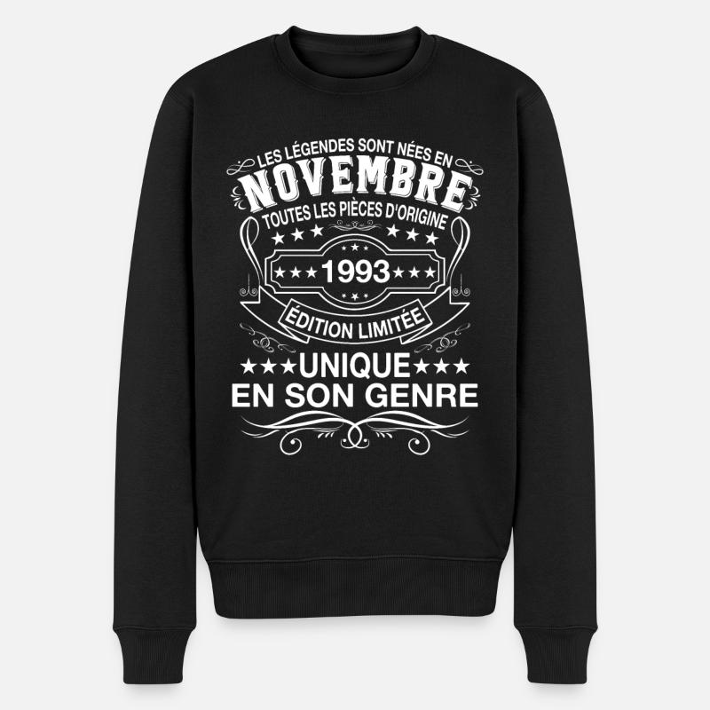 Les légendes sont nées en Novembre 1993 Cadeau - Pull Premium bio Homme - noir