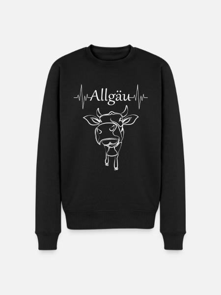 Herzschlag Allgäu mit Kuh - Männer Premium Bio Pullover - Schwarz