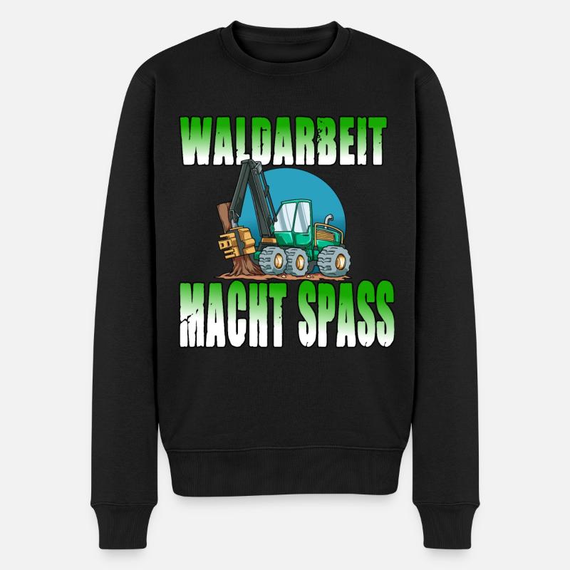 Waldarbeit macht Spass - Männer Premium Bio Pullover - Schwarz