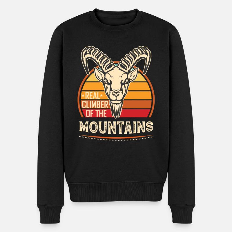 Steinbock Kletterer Ziege Berge - Männer Premium Bio Pullover - Schwarz