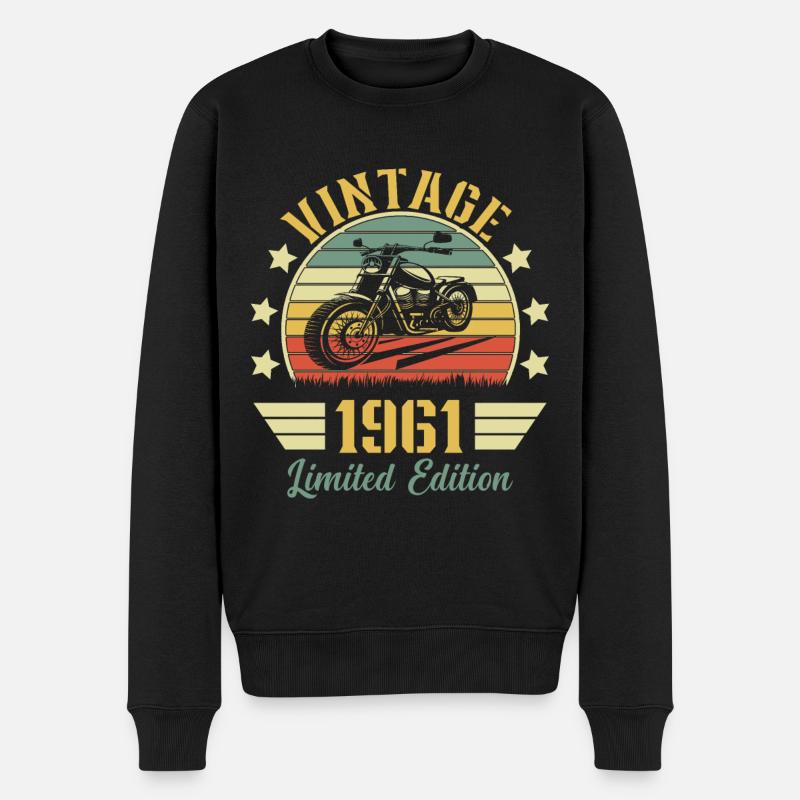 Vintage 1961 Retro Motorrad Geburtstagsgeschenk - Männer Premium Bio Pullover - Schwarz