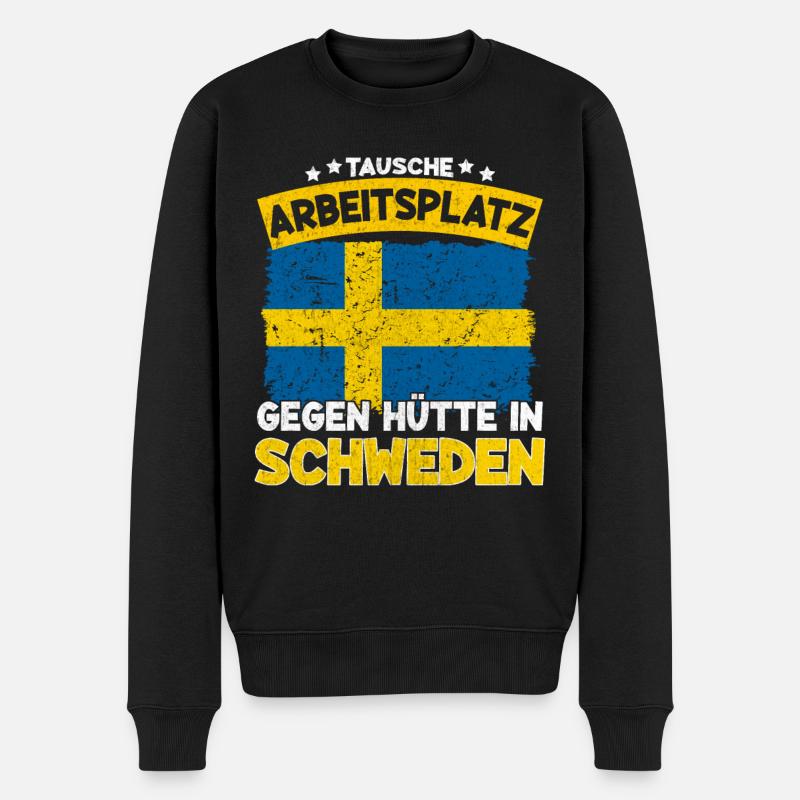 Tausche Arbeitsplatz Gegen Hütte in Schweden - Männer Premium Bio Pullover - Schwarz