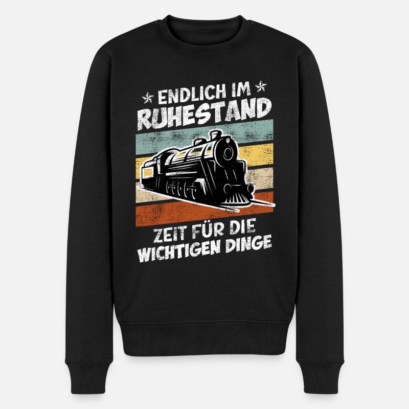 Endlich Ruhestand Modelleisenbahn Modellbauer - Männer Premium Bio Pullover - Schwarz