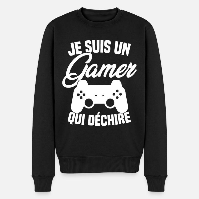 Je suis un gamer qui déchire geek - Pull Premium bio Homme - noir
