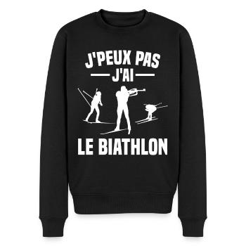 Je peux pas j'ai biathlon humour cadeau - Pull Premium bio Homme - noir - Devant - Nico (187cm)