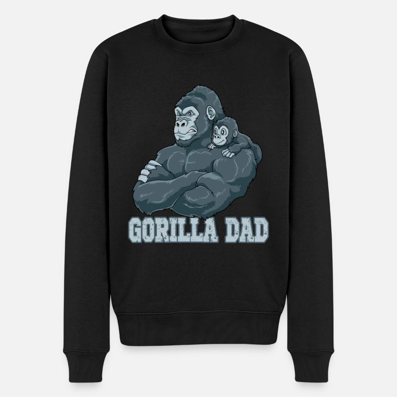 Gorilla Dad Gorilla Papa und Baby Papa Vatertag - Männer Premium Bio Pullover - Schwarz