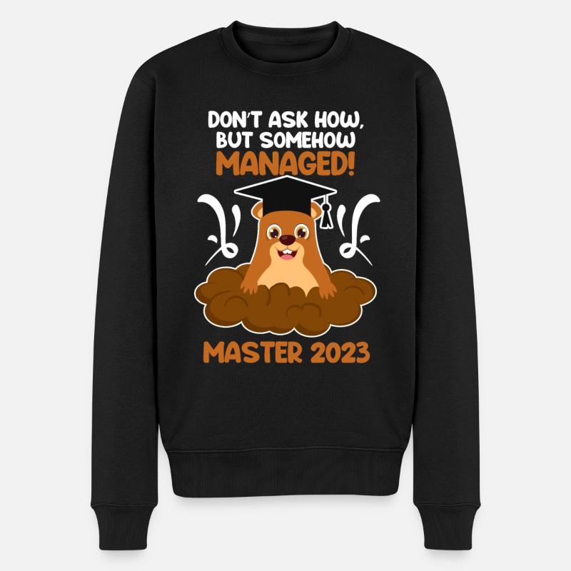 Master 2023 geschafft Master Abschluss - Männer Premium Bio Pullover - Schwarz
