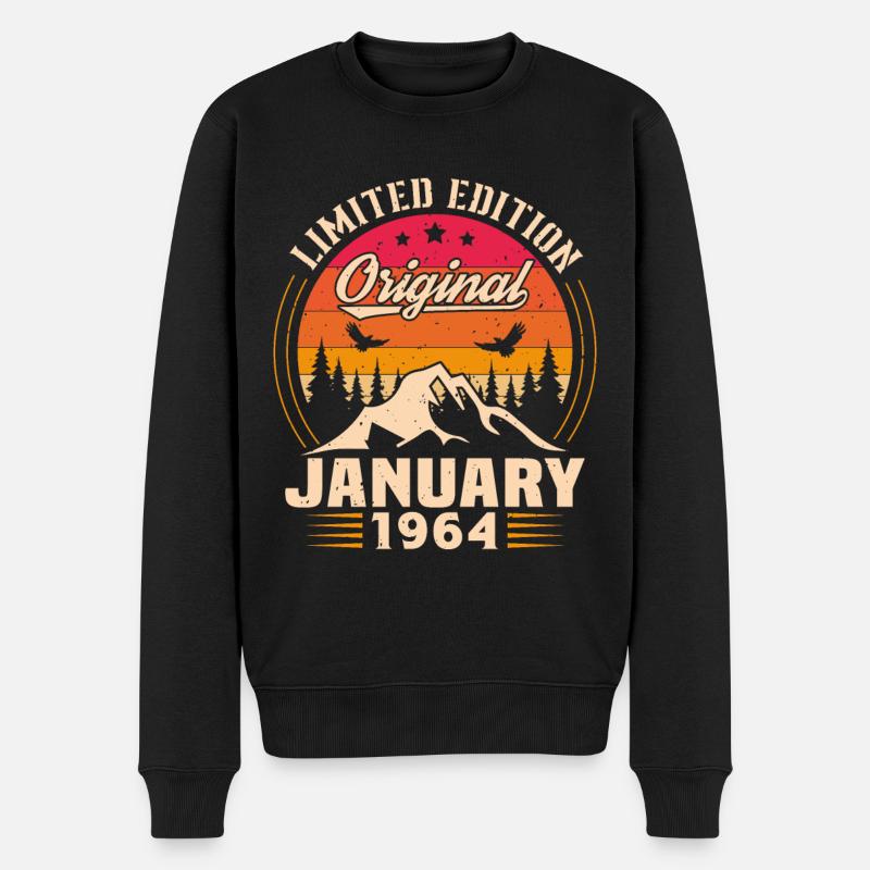 Cadeau D'anniversaire Nées En Janvier 1964 - Pull Premium bio Homme - noir