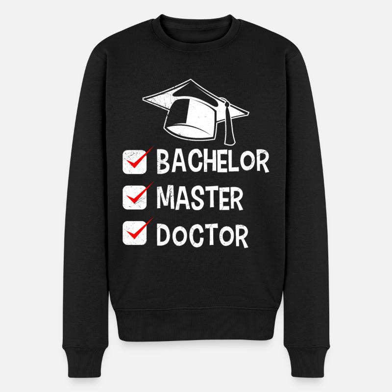 Endlich fertig ich bin Doktor Ph.D Doktortitel - Männer Premium Bio Pullover - Schwarz