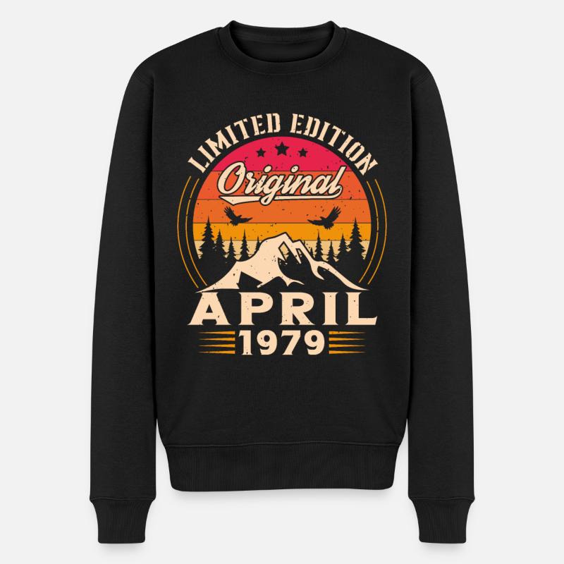 Vintage Jahrgang April 1979 Geburtstagsgeschenk - Männer Premium Bio Pullover - Schwarz
