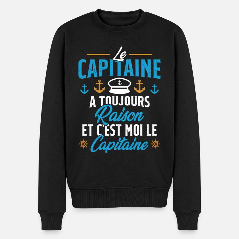 Le Capitaine A Toujours Raison C'est Moi Capitaine - Pull Premium bio Homme - noir