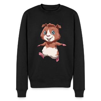 Meerschweinchen rennt weg - Männer Premium Bio Pullover - Schwarz - Vorne - Nico (187cm)