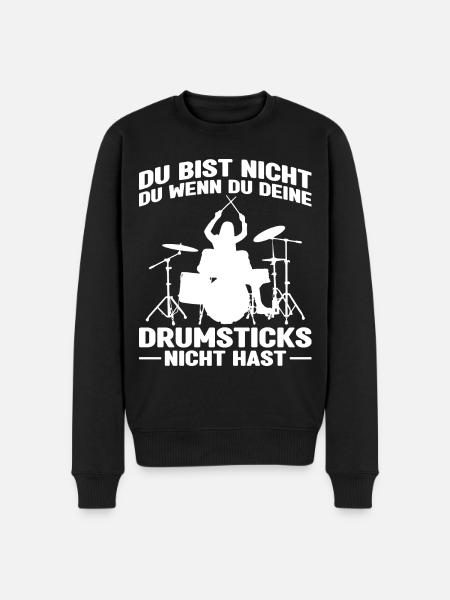 Drummer Drumsticks Schlagzeug Musiker - Männer Premium Bio Pullover - Schwarz