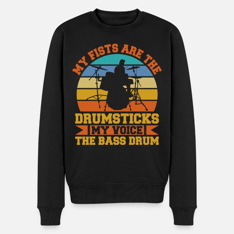Batteur Drumsticks Drums Musicien - Pull Premium bio Homme - noir