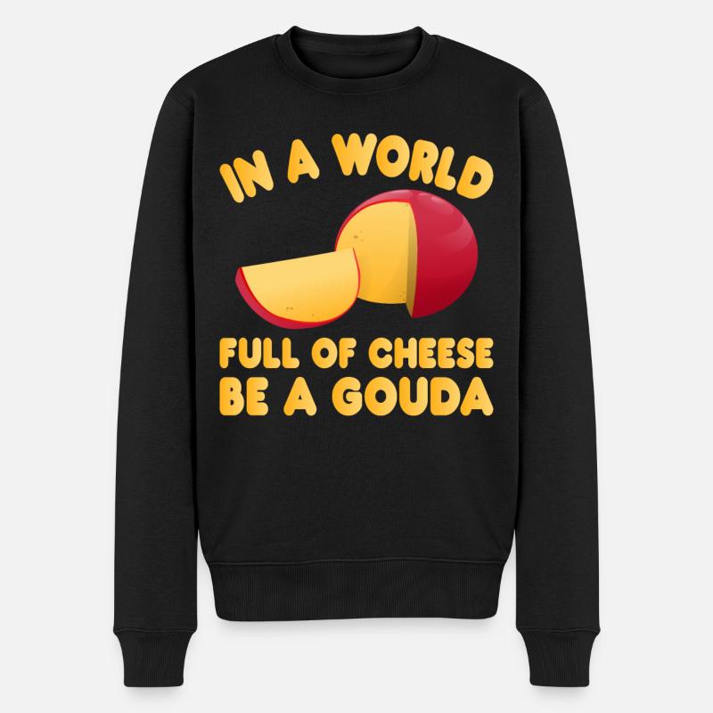 Käse Gouda Ricotta Kleidung - Männer Premium Bio Pullover - Schwarz