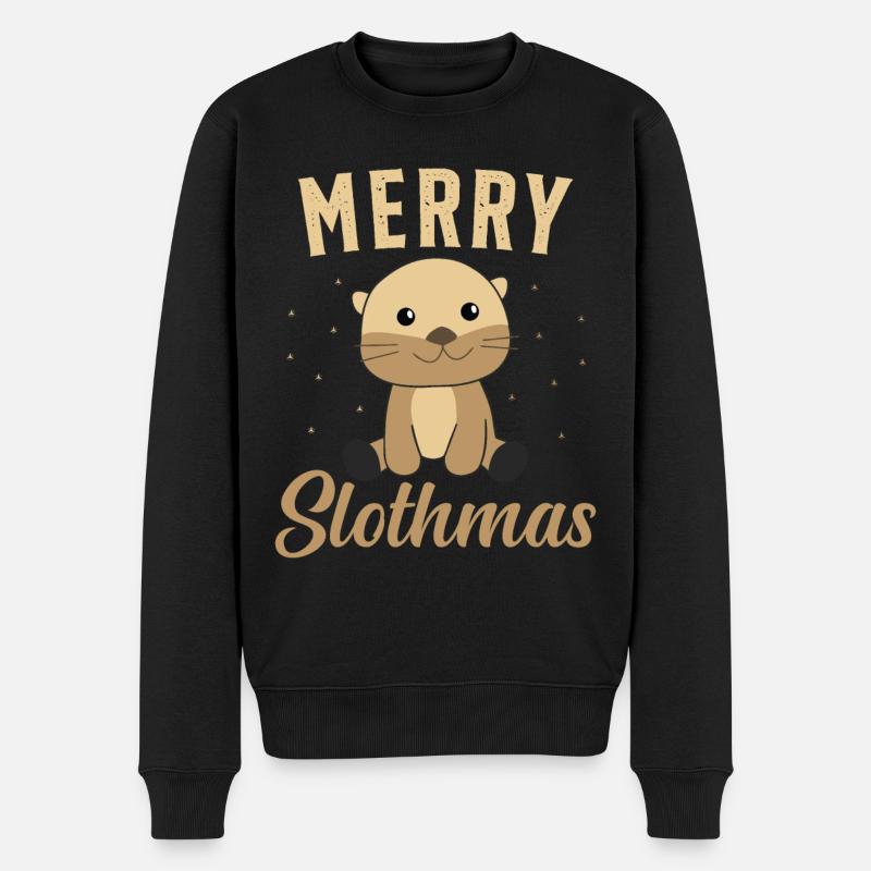 Faultier Weihnachten Weihnachtsgeschenk - Männer Premium Bio Pullover - Schwarz