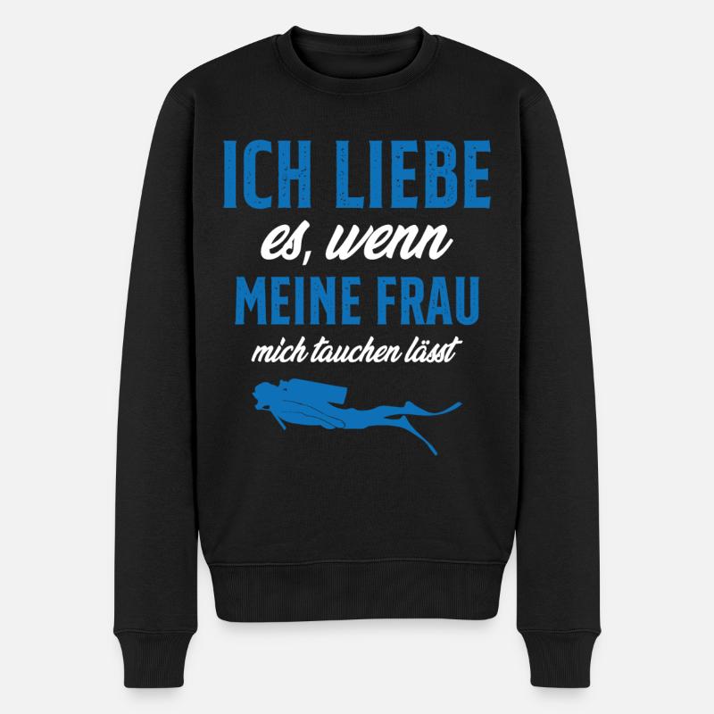 tauchen gehen lässt - Männer Premium Bio Pullover - Schwarz