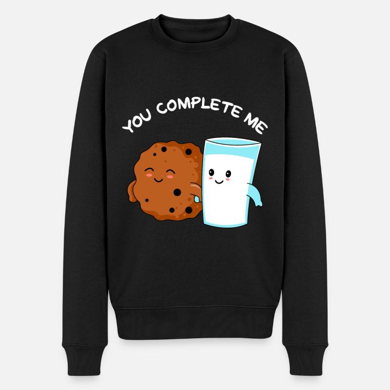 You complete Me! Milch und Keks Valentinstag - Männer Premium Bio Pullover - Schwarz