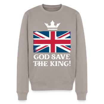 God Save the King Charles III Krönung 2023 - Männer Premium Bio Pullover - Taupe - Vorne - Nico (187cm)